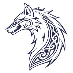 Fototapeta premium Tribal Fire Symbol Vector Line Art with Dark Outline Isolated