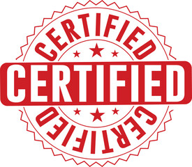 High-Resolution Red Circular “CERTIFIED” Stamp Badge Graphic for Branding, Approval Labels, Product Packaging, and Business Identity Design Elements

