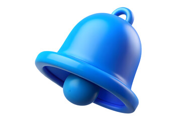 Vibrant three dimensional blue notification bell isolated on a solid black background