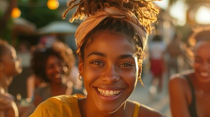 Smiling woman outdoor summer portrait