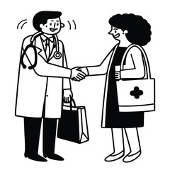 Doctor and Donor Handshake Vector for Blood Donation Awareness