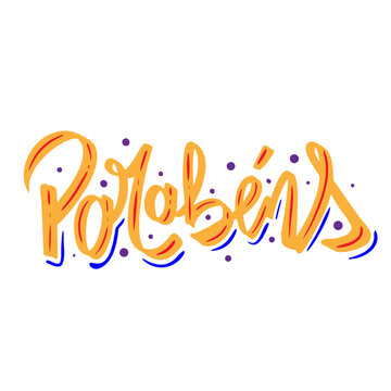 Colorful Hand-Lettered Parab&eacute;ns Graphic