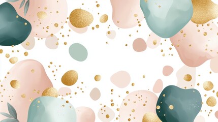 Abstract Art with Gold and Pink Elements