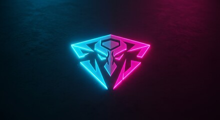Neon Skull Logo on Dark Background