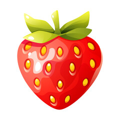 Obraz premium Bright vector illustration of a juicy strawberry. Perfect for design, healthy food advertising, children's projects, and summer themes. The fresh, appetizing look will grab attention.