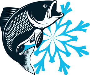 Fish and snowflake, design fresh frozen fish