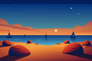 Fototapeta premium Desert and Beach Sunset