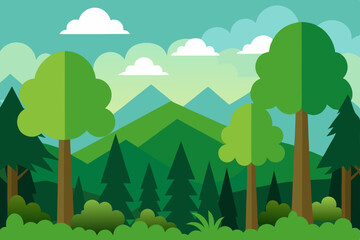 landscape with trees and mountains