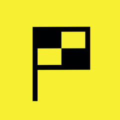 Racing or finish flag icon. Checkered flag, symbol of car racing, finish or victory. Checkered attribute of finishing work or race.