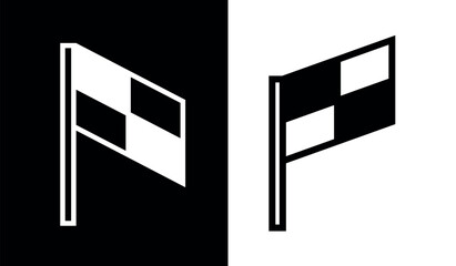 Racing or finish flag icon. Checkered flag, symbol of car racing, finish or victory. Checkered attribute of finishing work or race.