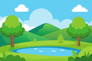 Obraz premium landscape with trees and mountains