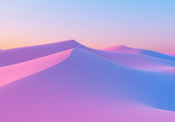A stunning, colorful desert landscape with rolling sand dunes under a serene, gradient sky.