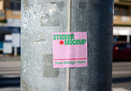 Square Sticker Mockup