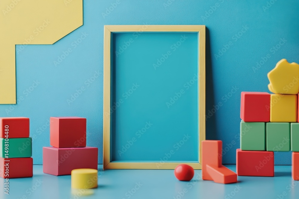 Aufkleber festive game day themed toy block structures in a bright and colorful setting, festive game day them