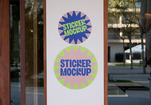 Two circular Stickers Mockup