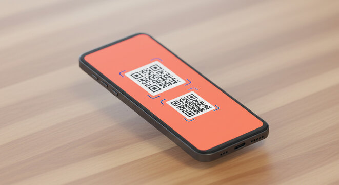 Smartphone Displaying Two QR Codes Easy Mobile Scanning Digital Technology