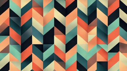 A geometric pattern of overlapping triangles in various colors and sizes.