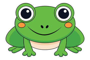 Cartoon Illustration of a Friendly Green Frog with Big Eyes and Smile