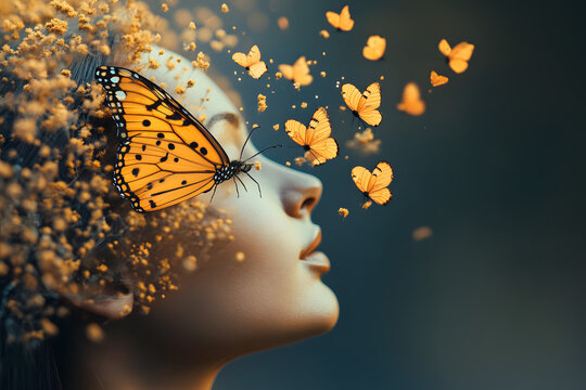 Inspiring transformation, personal change, evolving self showcases the beauty of growth and the possibility of reinvention