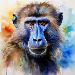 Fototapeta premium Aquarell Pavian