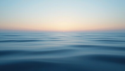 Obraz premium Tranquil Ocean Waves, Serene Waterscape, Coastal Horizon, Peaceful Seascape, Soft Blue Gradient Sky