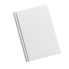 Blank white book cover mockup on transparent background