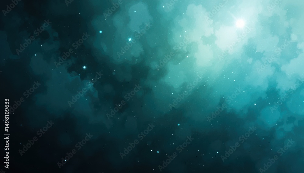 Aufkleber abstract teal and black gradient background shimmering glow with light flare and grain texture