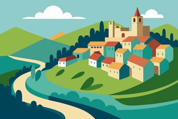 landscape with village