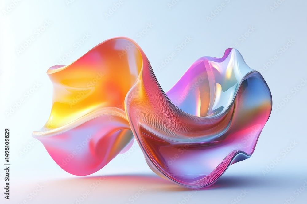 Poster colorful abstract shape in fluid motion design showcasing vibrant hues and smooth curves, abstract 3