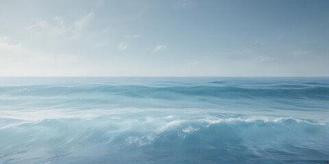 Fototapeta premium Serene light blue watercolor wash, textured ocean feel , flowing, abstract, summer