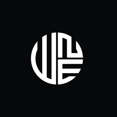 WNE logo WNE icon WNE monogram WNE letter minimalist Circle flat Unique modern abstract logo design.