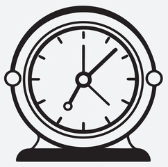 clock outline line art silhouette vector art illustration, vintage clock isolated on white