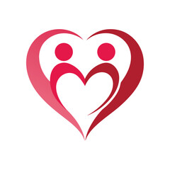 Couple Heart Logo with Man and Woman Figures