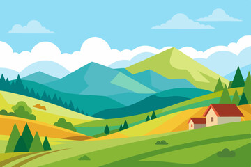 landscape with mountains and blue sky