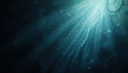 Obraz premium Abstract Dark Blue-Green Ombre Shimmer with Light Beam Glow A Digital Art Piece