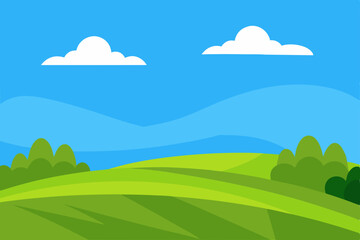landscape with green grass and blue sky
