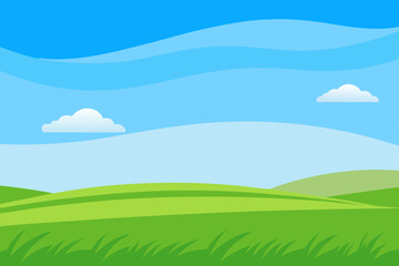 landscape with green grass and blue sky