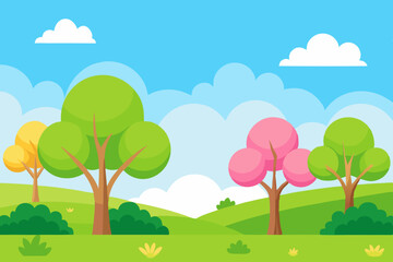Fototapeta premium summer landscape with trees and clouds