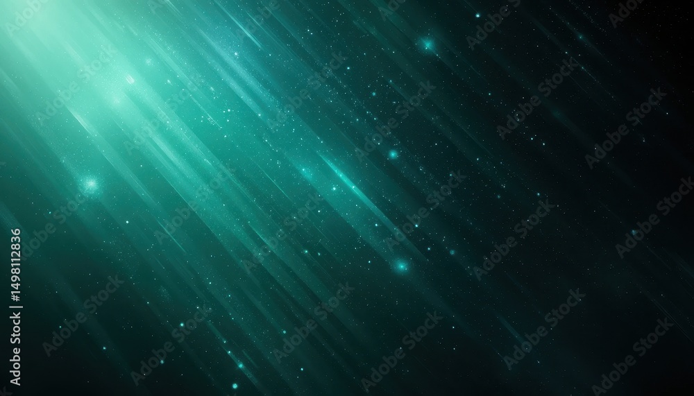 Aufkleber abstract teal and black gradient background shimmering light rays and grain texture