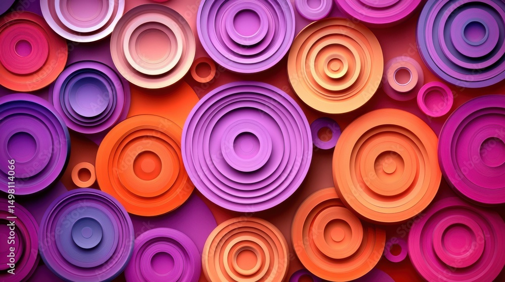Canvas Prints abstract colorful circular patterns in vibrant purple and orange tones