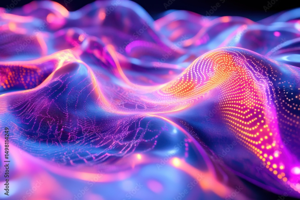 Poster vibrant fluid like structure in abstract rendering showcasing dynamic colors and shapes in a digital