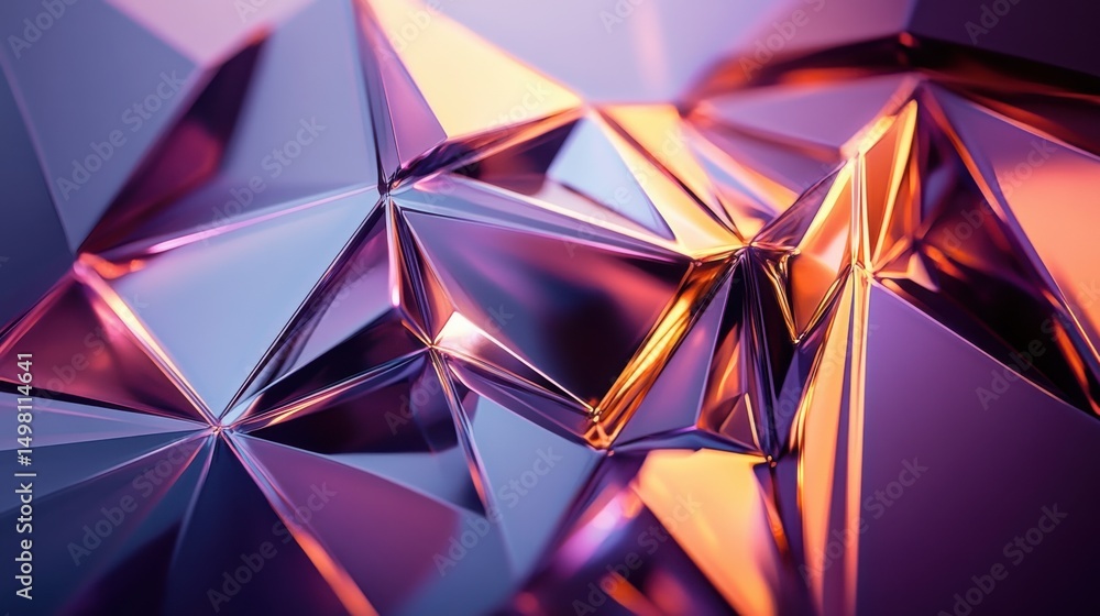 Canvas Prints abstract geometric polygonal shapes with shiny metallic texture
