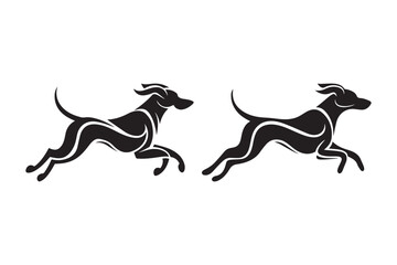 Two Dog Running Silhouette Vector