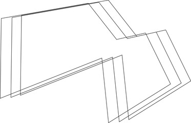 Decorative polygon with geometric strokes and intersecting edges forming layered structural design.