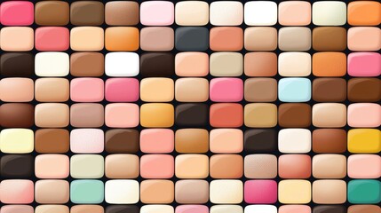 Fototapeta premium A grid of diverse makeup shades, each with a unique color and texture.