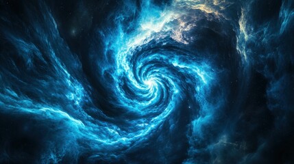 Cosmic Swirl of Blue and Turquoise Energy in Outer Space