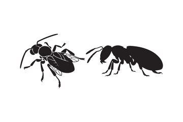 Two Wasp Hornet Silhouette Vector
