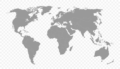 Fototapeta premium World map isolated on transparent background