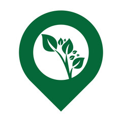 Leaf with gps shape logo vector illustration icon.