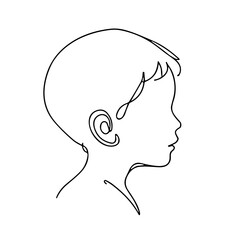 Line art illustration of a child's profile with simple features  